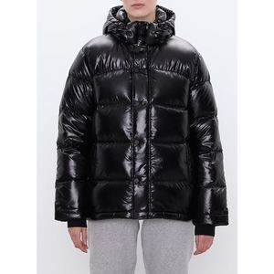 Aritzia Tna The Super Puff Glossy Hood Goose Down Puffer Jacket Black